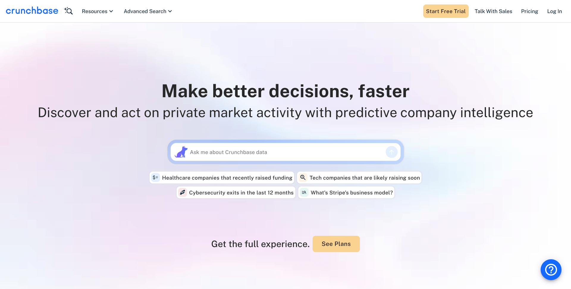 Crunchbase General Market Tool Screenshot